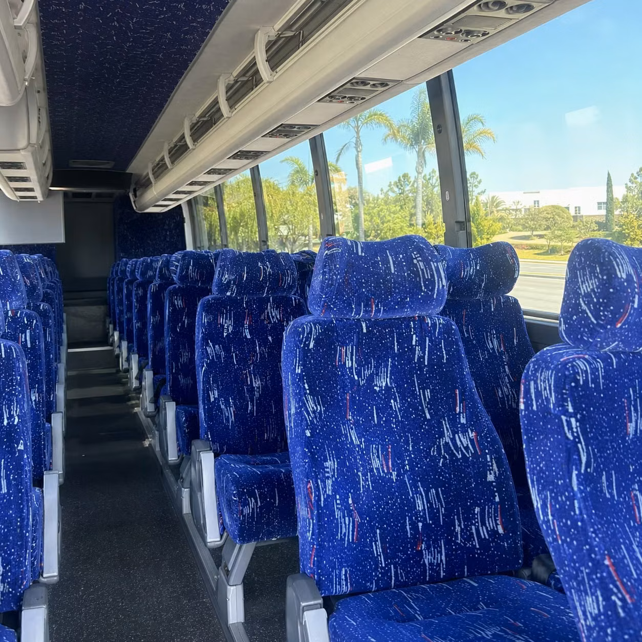 56 passenger charter bus inside